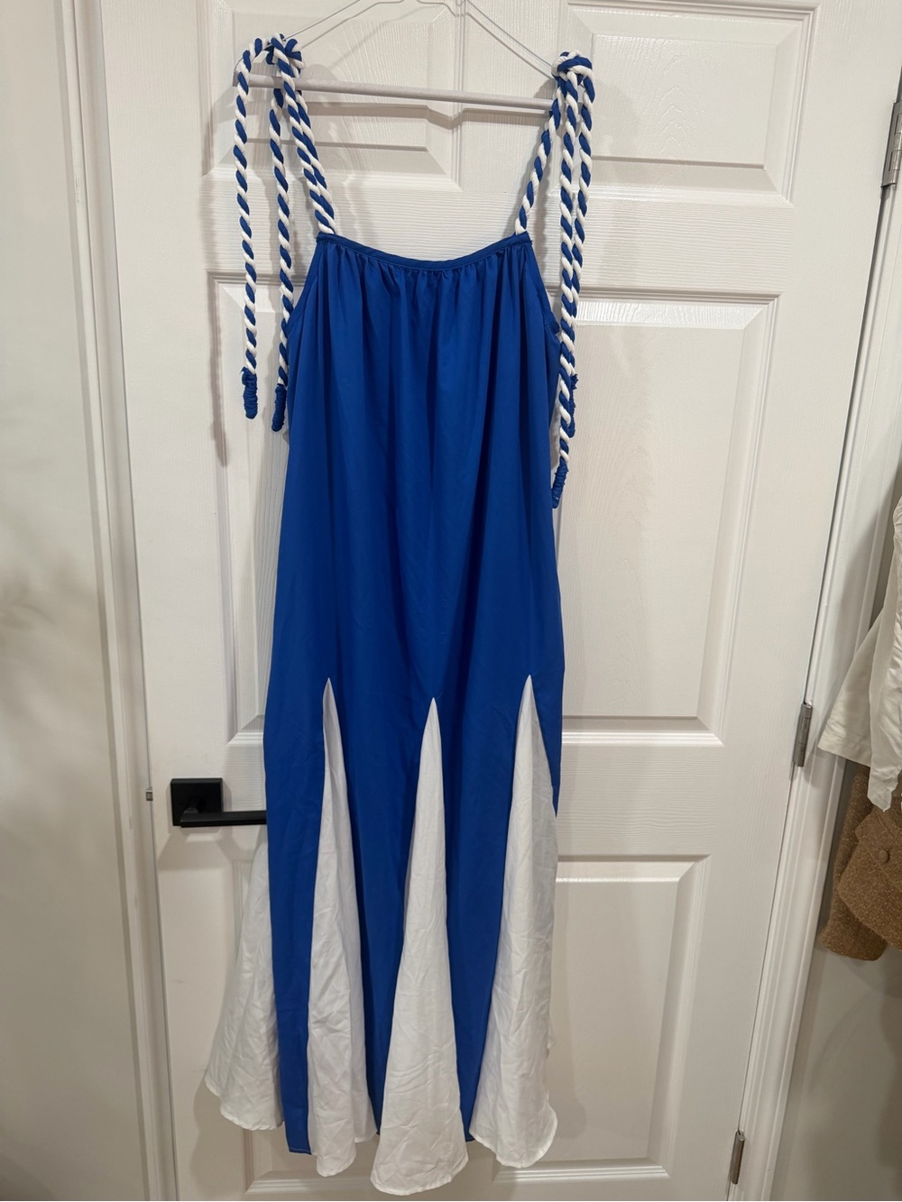 entro Blue and White Rope-Shoulder Maxi maxi dress